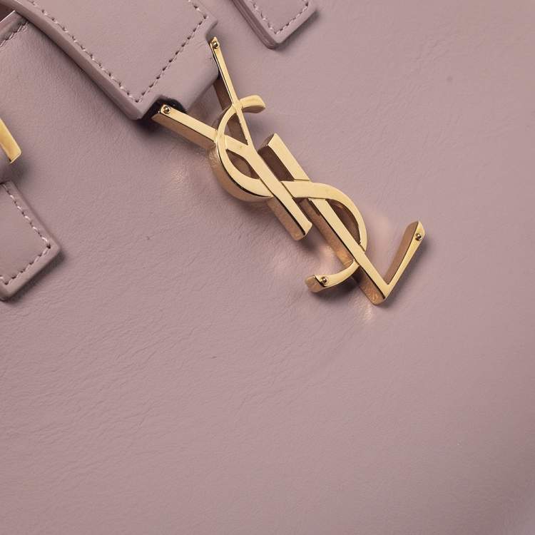 Pre Owned Saint Laurent Mauve Leather Baby Monogram Cabas Tote