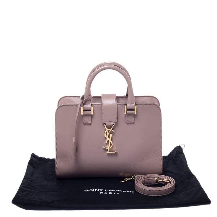 Pre Owned Saint Laurent Mauve Leather Baby Monogram Cabas Tote