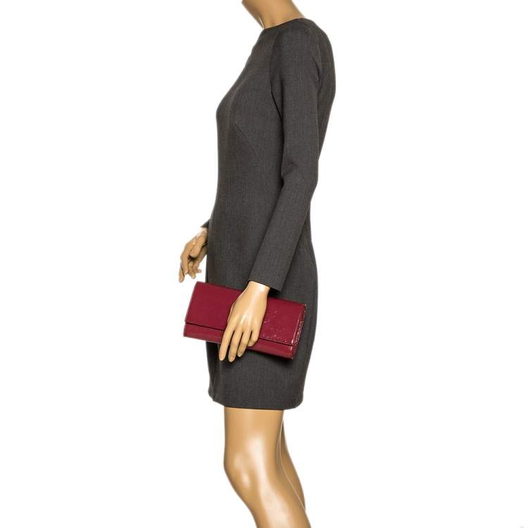 Pre Owned Saint Laurent Dark Pink Patent Leather  Belle De Jour Clutch