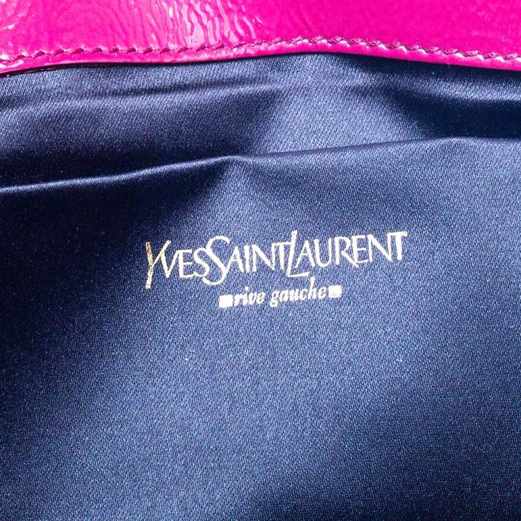 Pre Owned Saint Laurent Dark Pink Patent Leather  Belle De Jour Clutch