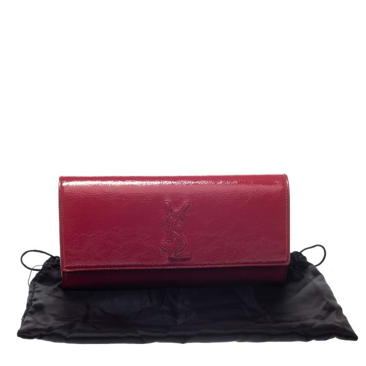 Pre Owned Saint Laurent Dark Pink Patent Leather  Belle De Jour Clutch