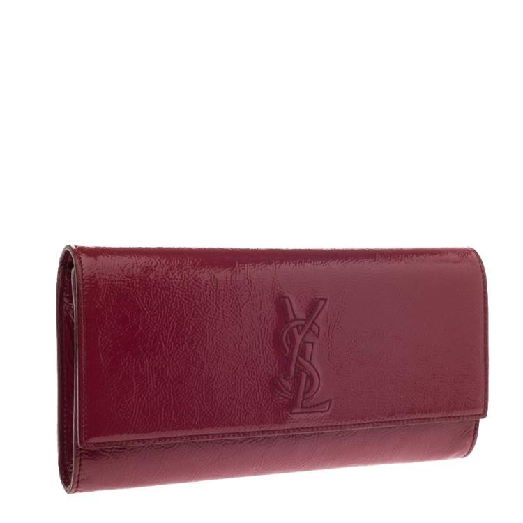 Pre Owned Saint Laurent Dark Pink Patent Leather  Belle De Jour Clutch