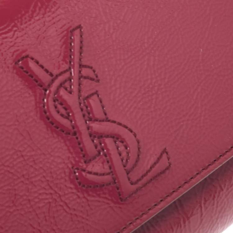 Pre Owned Saint Laurent Dark Pink Patent Leather  Belle De Jour Clutch