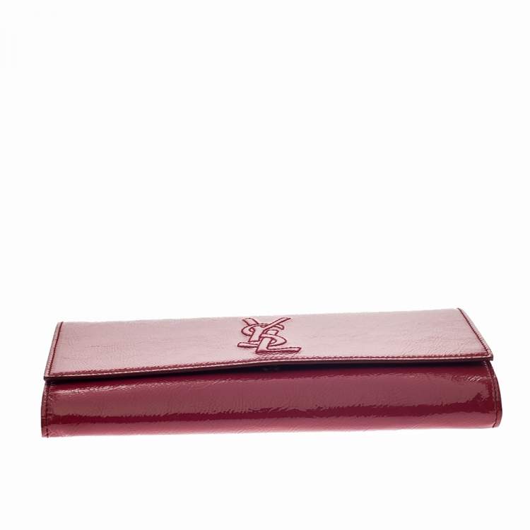 Pre Owned Saint Laurent Dark Pink Patent Leather  Belle De Jour Clutch
