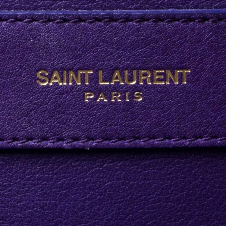 Pre Owned Saint Laurent Paris Purple Leather Small Cabas Ligne Y Tote
