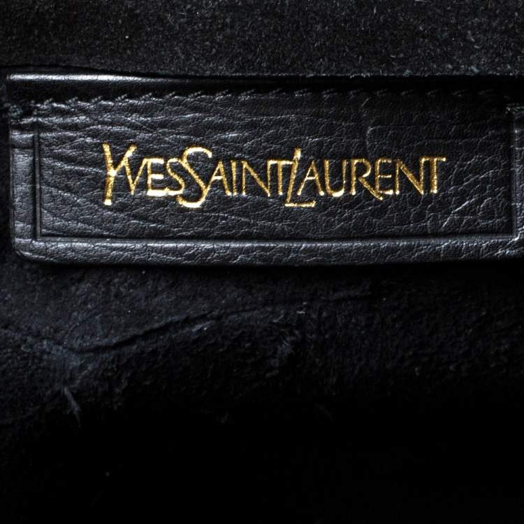 Pre Owned Yves Saint Laurent Metallic Python and Suede Medium Muse Two Satchel