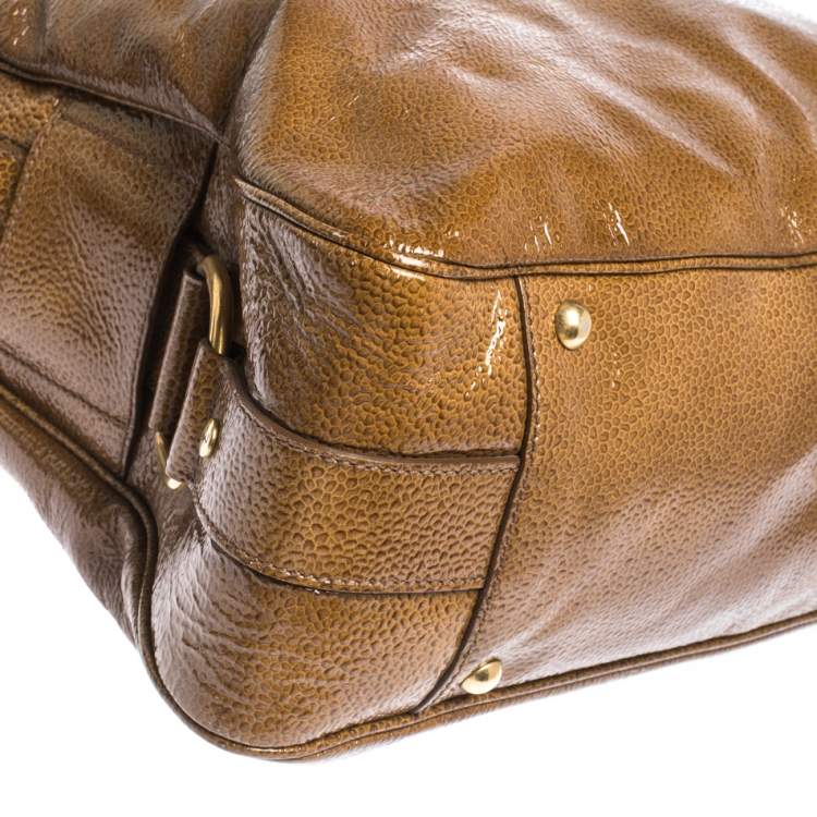 Pre Owned Yves Saint Laurent Tan Patent Leather Muse Messenger Bag