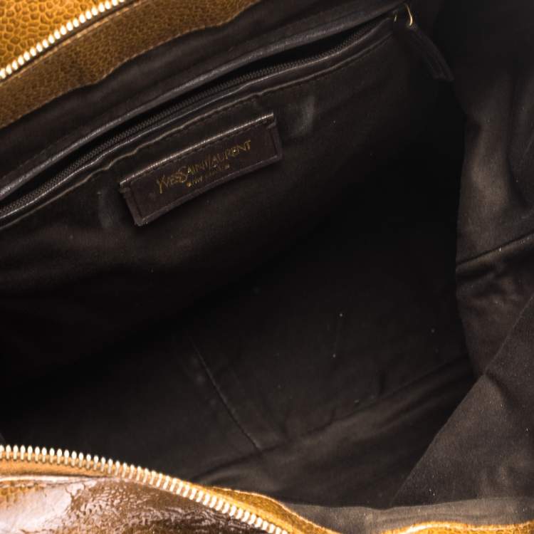 Pre Owned Yves Saint Laurent Tan Patent Leather Muse Messenger Bag