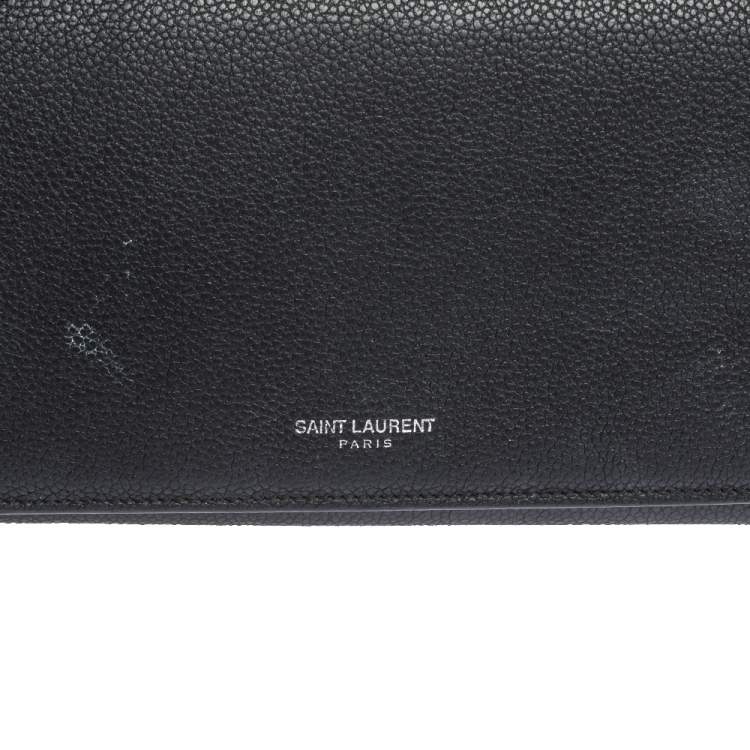 Pre Owned Saint Laurent Black Leather Flap Continental Wallet