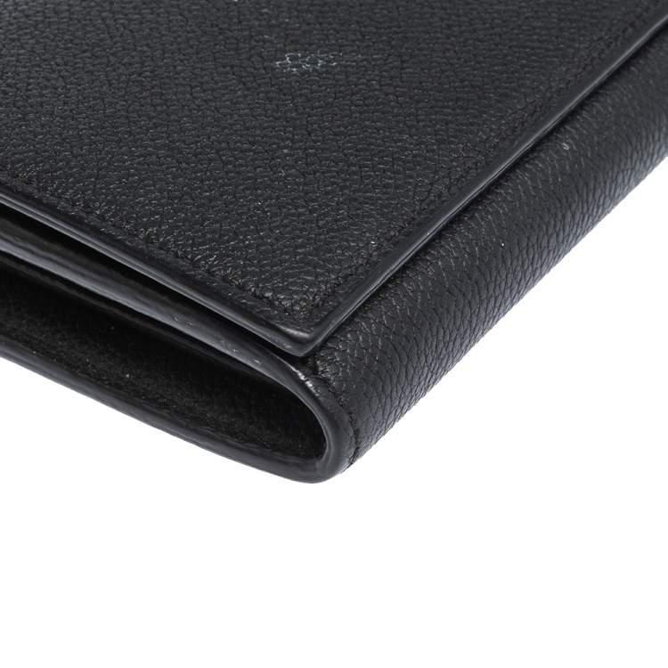 Pre Owned Saint Laurent Black Leather Flap Continental Wallet
