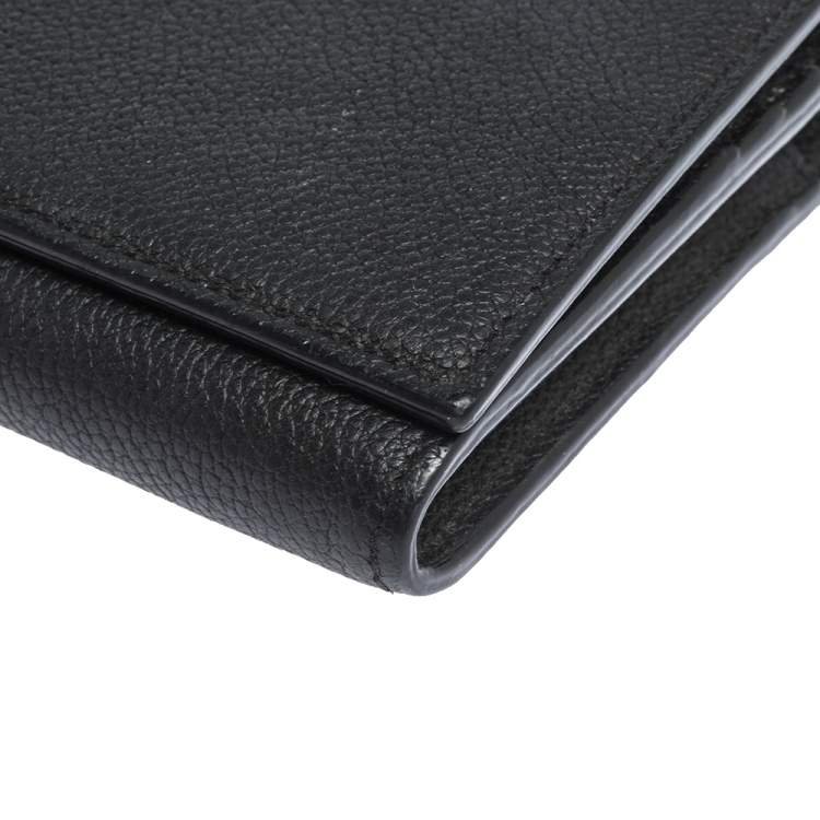 Pre Owned Saint Laurent Black Leather Flap Continental Wallet