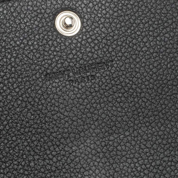 Pre Owned Saint Laurent Black Leather Flap Continental Wallet