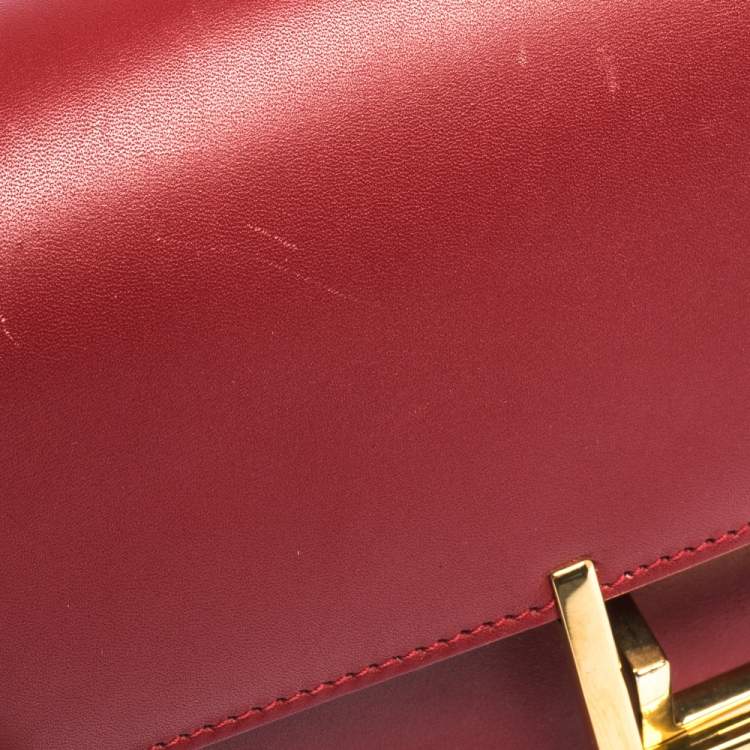 Pre Owned Saint Laurent Paris Red Leather Lulu Shoulder Bag