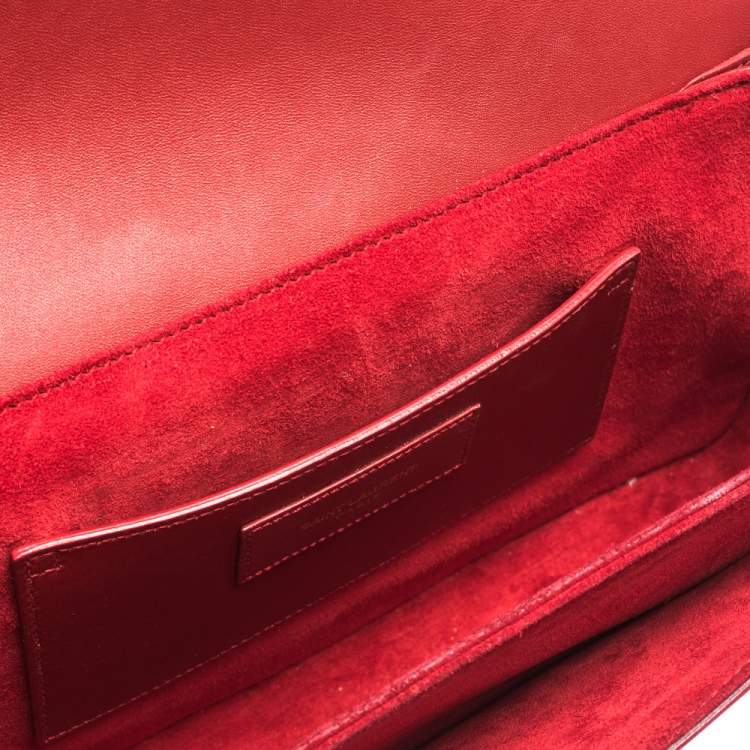 Pre Owned Saint Laurent Paris Red Leather Lulu Shoulder Bag