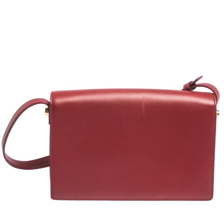 Pre Owned Saint Laurent Paris Red Leather Lulu Shoulder Bag