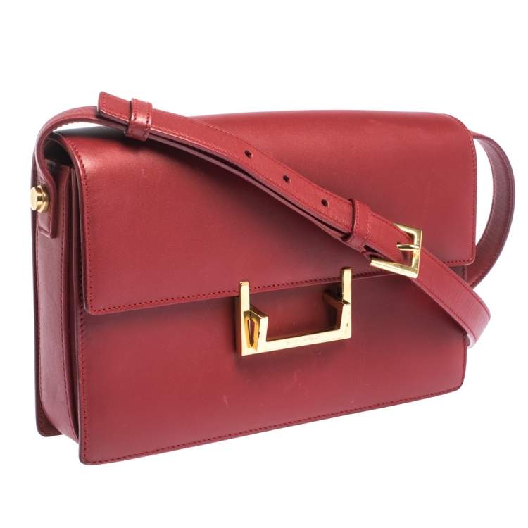 Pre Owned Saint Laurent Paris Red Leather Lulu Shoulder Bag