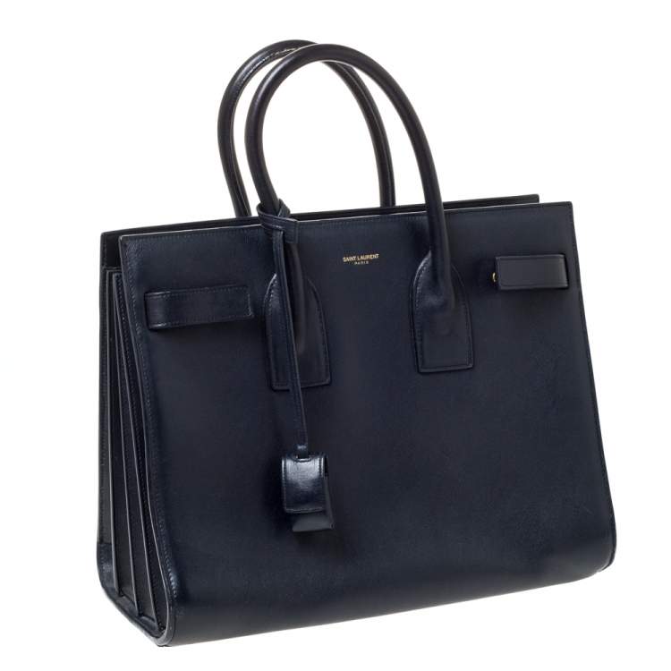 Pre Owned Saint Laurent Midnight Blue Leather Large Classic Sac De Jour Tote
