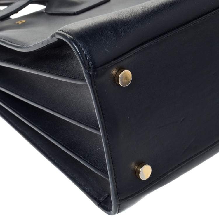 Pre Owned Saint Laurent Midnight Blue Leather Large Classic Sac De Jour Tote