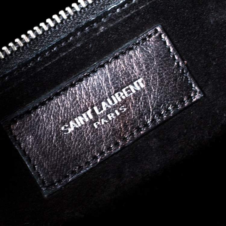 Pre Owned Saint Laurent Black Croc Embossed Leather Small Classic Sac De Jour Tote