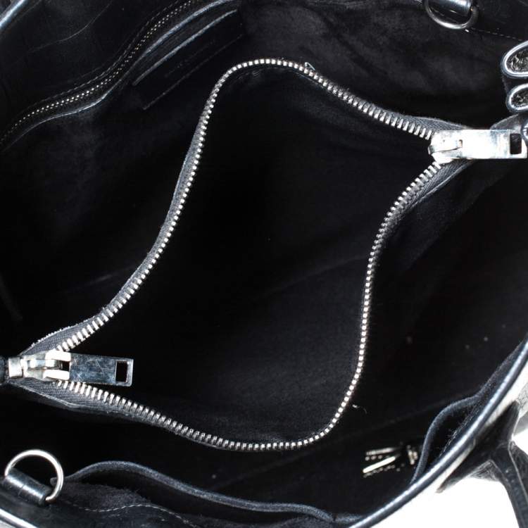 Pre Owned Saint Laurent Black Croc Embossed Leather Small Classic Sac De Jour Tote