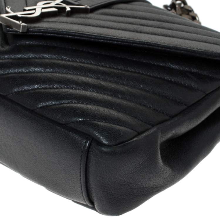 Pre Owned Saint Laurent Black Matelasse Leather Medium College Top Handle Bag