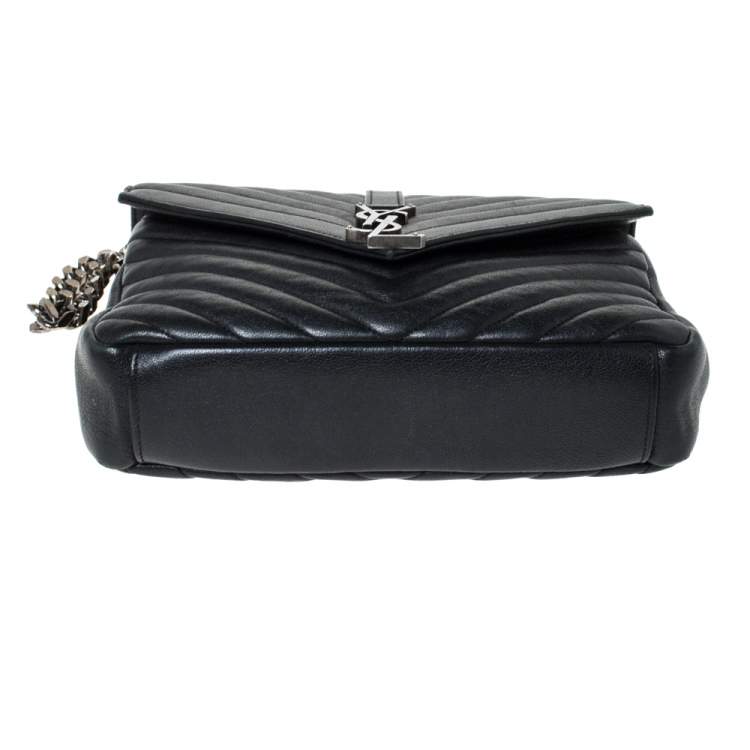 Pre Owned Saint Laurent Black Matelasse Leather Medium College Top Handle Bag