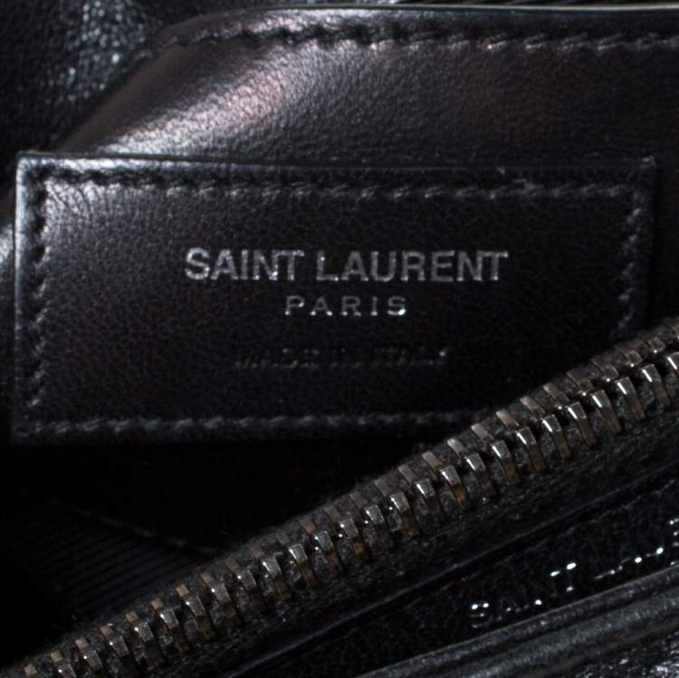 Pre Owned Saint Laurent Black Matelasse Leather Medium College Top Handle Bag