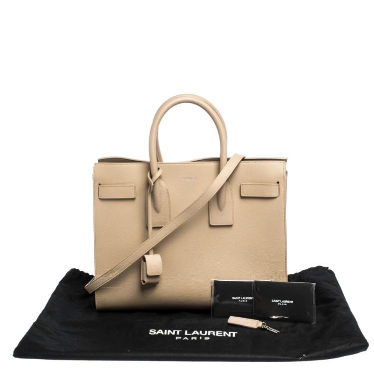 Pre Owned Saint Laurent Beige Leather Small Classic Sac De Jour Tote