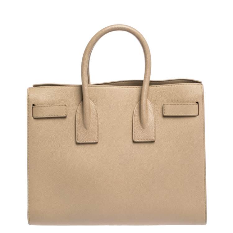 Pre Owned Saint Laurent Beige Leather Small Classic Sac De Jour Tote