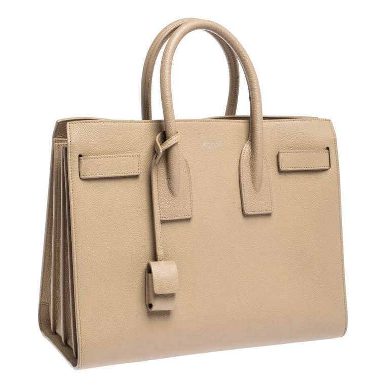 Pre Owned Saint Laurent Beige Leather Small Classic Sac De Jour Tote