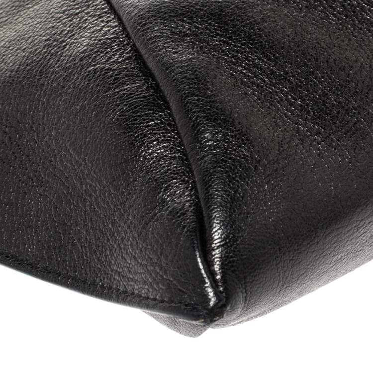 Pre Owned Saint Laurent Black Leather Mombasa Double Horn Hobo