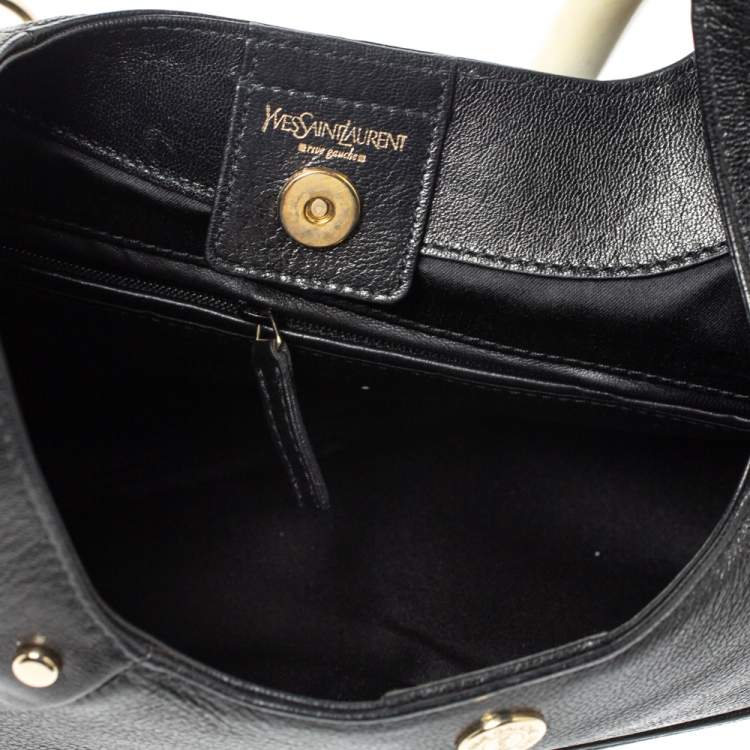 Pre Owned Saint Laurent Black Leather Mombasa Double Horn Hobo