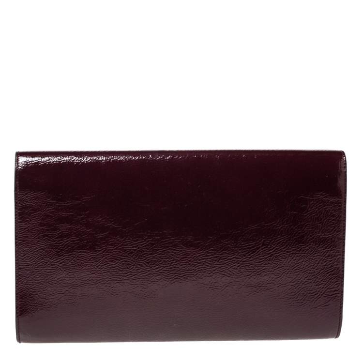 Pre Owned Saint Laurent Burgundy Patent Leather Belle De Jour Clutch