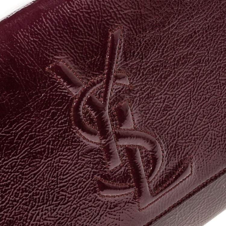 Pre Owned Saint Laurent Burgundy Patent Leather Belle De Jour Clutch
