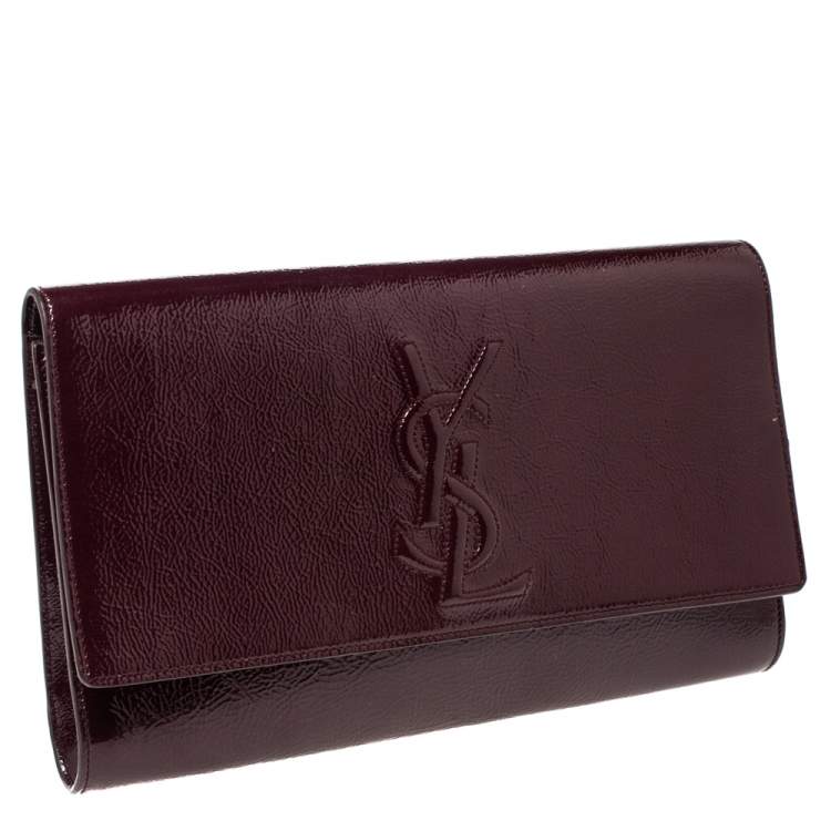 Pre Owned Saint Laurent Burgundy Patent Leather Belle De Jour Clutch