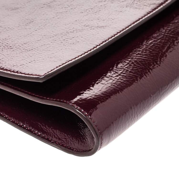 Pre Owned Saint Laurent Burgundy Patent Leather Belle De Jour Clutch