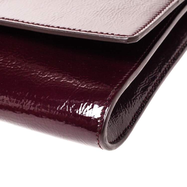 Pre Owned Saint Laurent Burgundy Patent Leather Belle De Jour Clutch