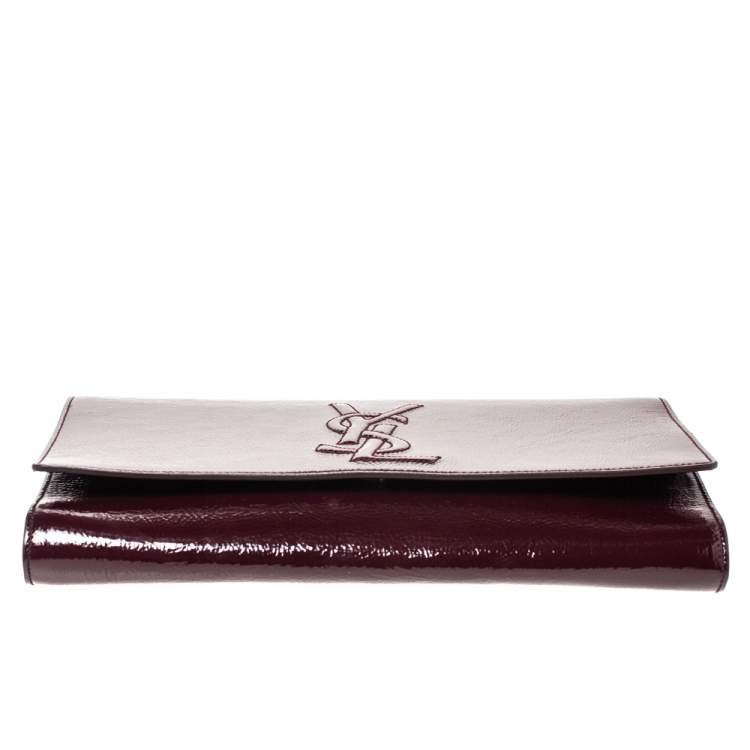 Pre Owned Saint Laurent Burgundy Patent Leather Belle De Jour Clutch