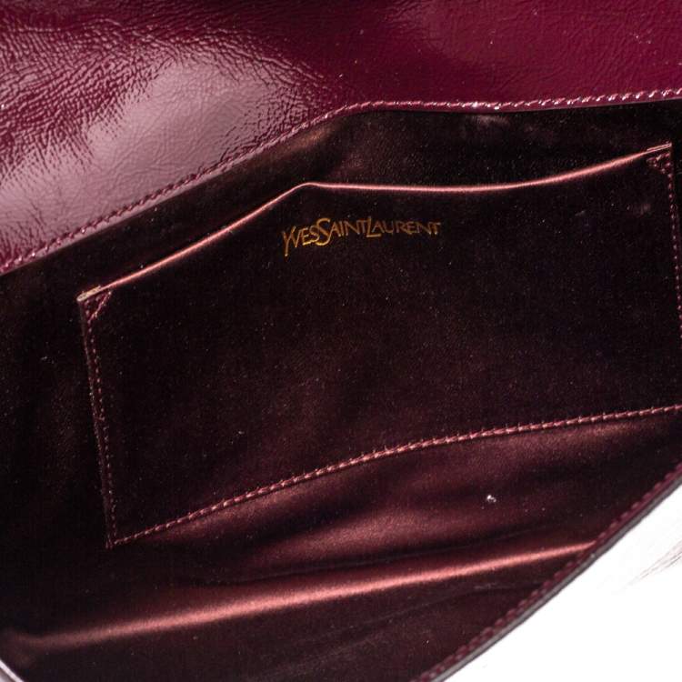 Pre Owned Saint Laurent Burgundy Patent Leather Belle De Jour Clutch
