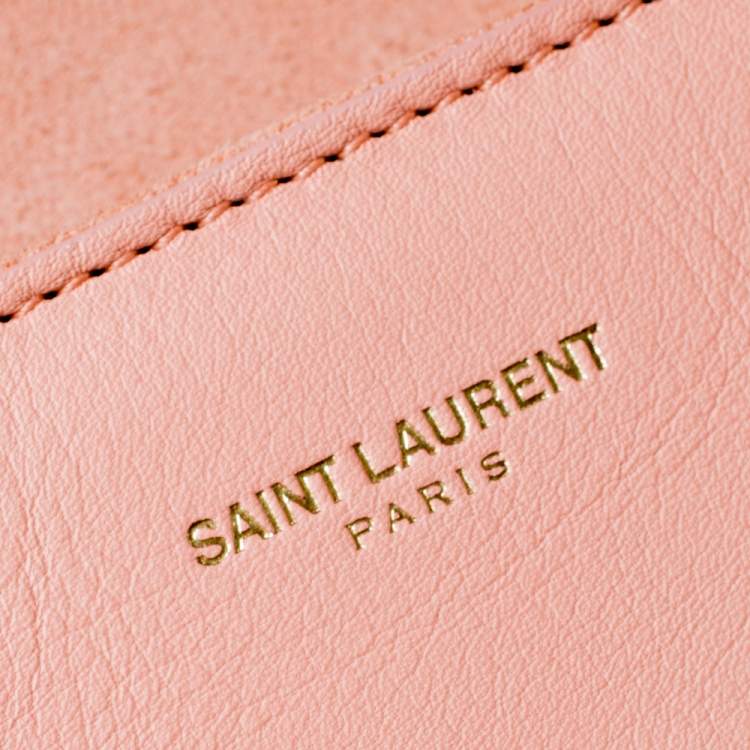 Pre Owned Saint Laurent Peach Leather Large Chyc Clutch