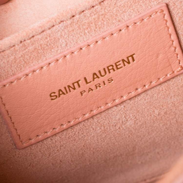 Pre Owned Saint Laurent Peach Leather Large Chyc Clutch