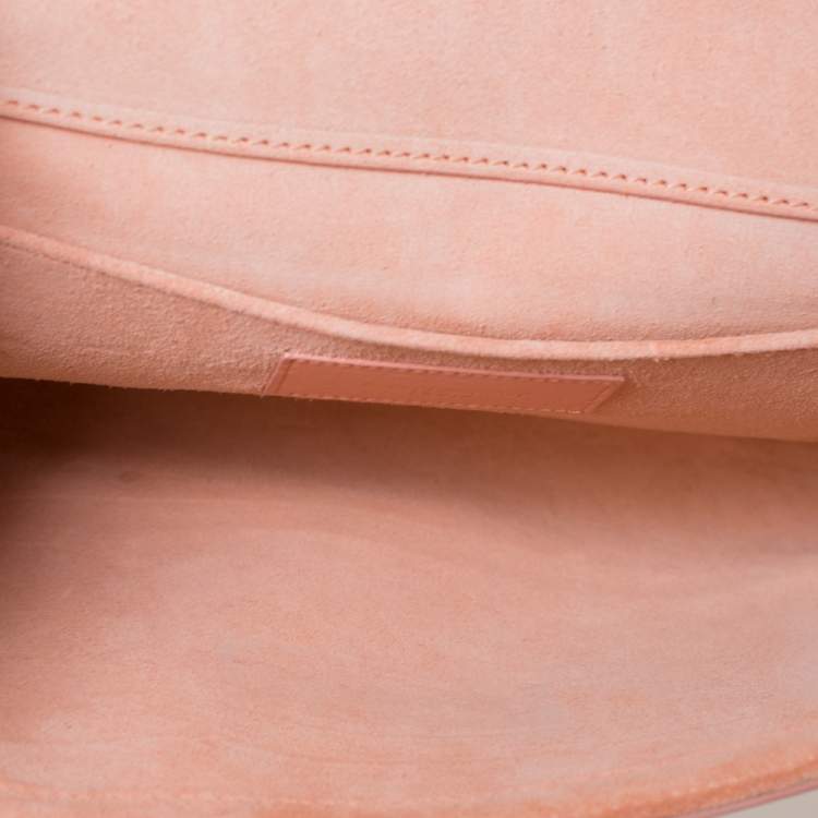 Pre Owned Saint Laurent Peach Leather Large Chyc Clutch