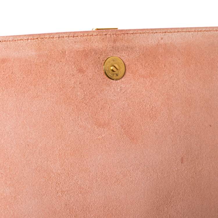 Pre Owned Saint Laurent Peach Leather Large Chyc Clutch