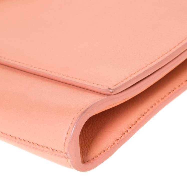 Pre Owned Saint Laurent Peach Leather Large Chyc Clutch