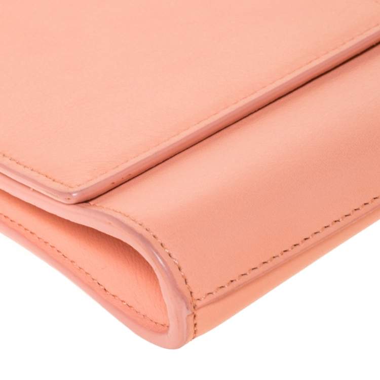 Pre Owned Saint Laurent Peach Leather Large Chyc Clutch