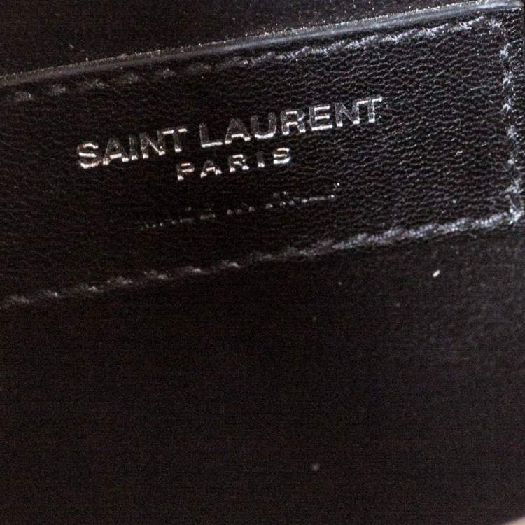 Pre Owned Saint Laurent Vanilla Croc Embossed Leather Medium Kate Tassel Shoulder Bag