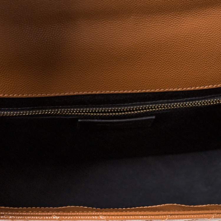 Pre Owned Saint Laurent Tan Matelasse Leather Large Cassandre Flap Bag