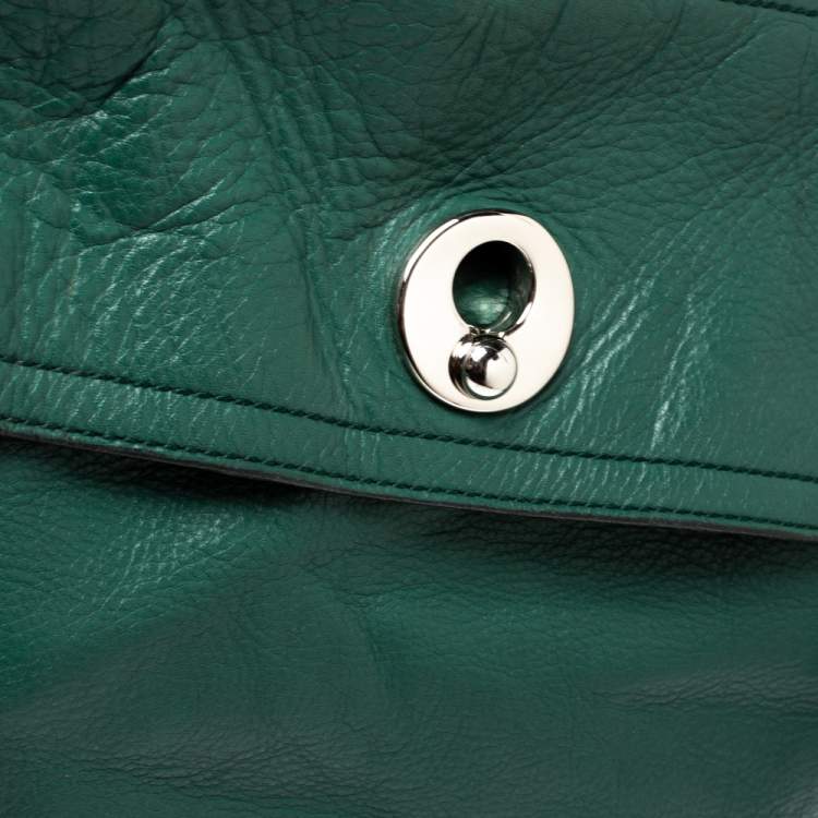 Pre Owned Saint Laurent Green Leather and Fabric Large Muse Two Bag