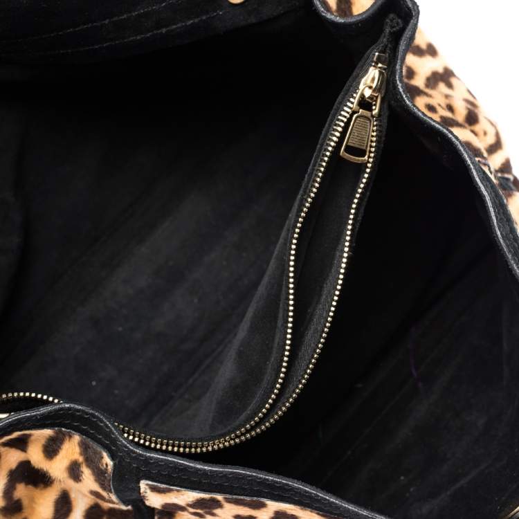 Pre Owned Saint Laurent Brown/Black Calfhair and Leather Medium Muse Two Satchel