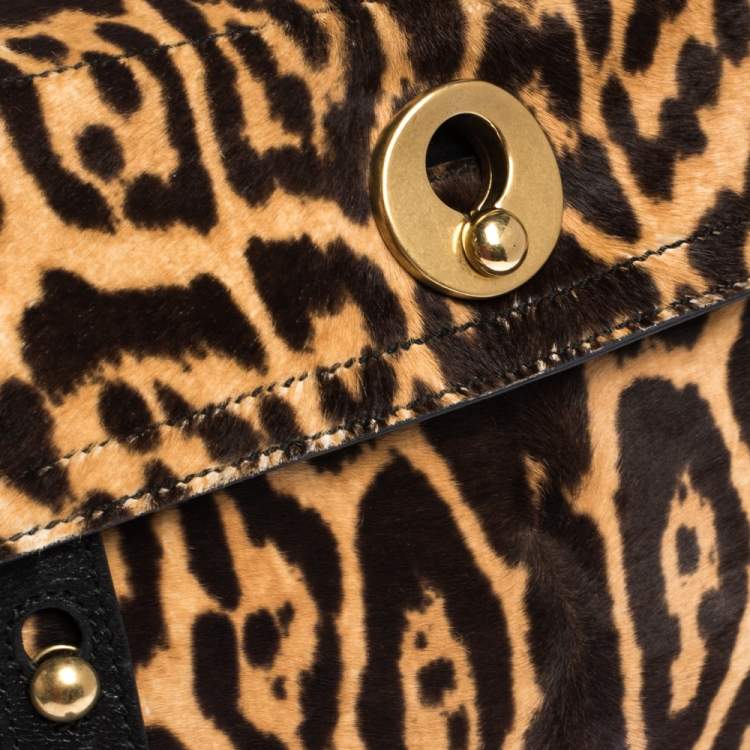 Pre Owned Saint Laurent Brown/Black Calfhair and Leather Medium Muse Two Satchel